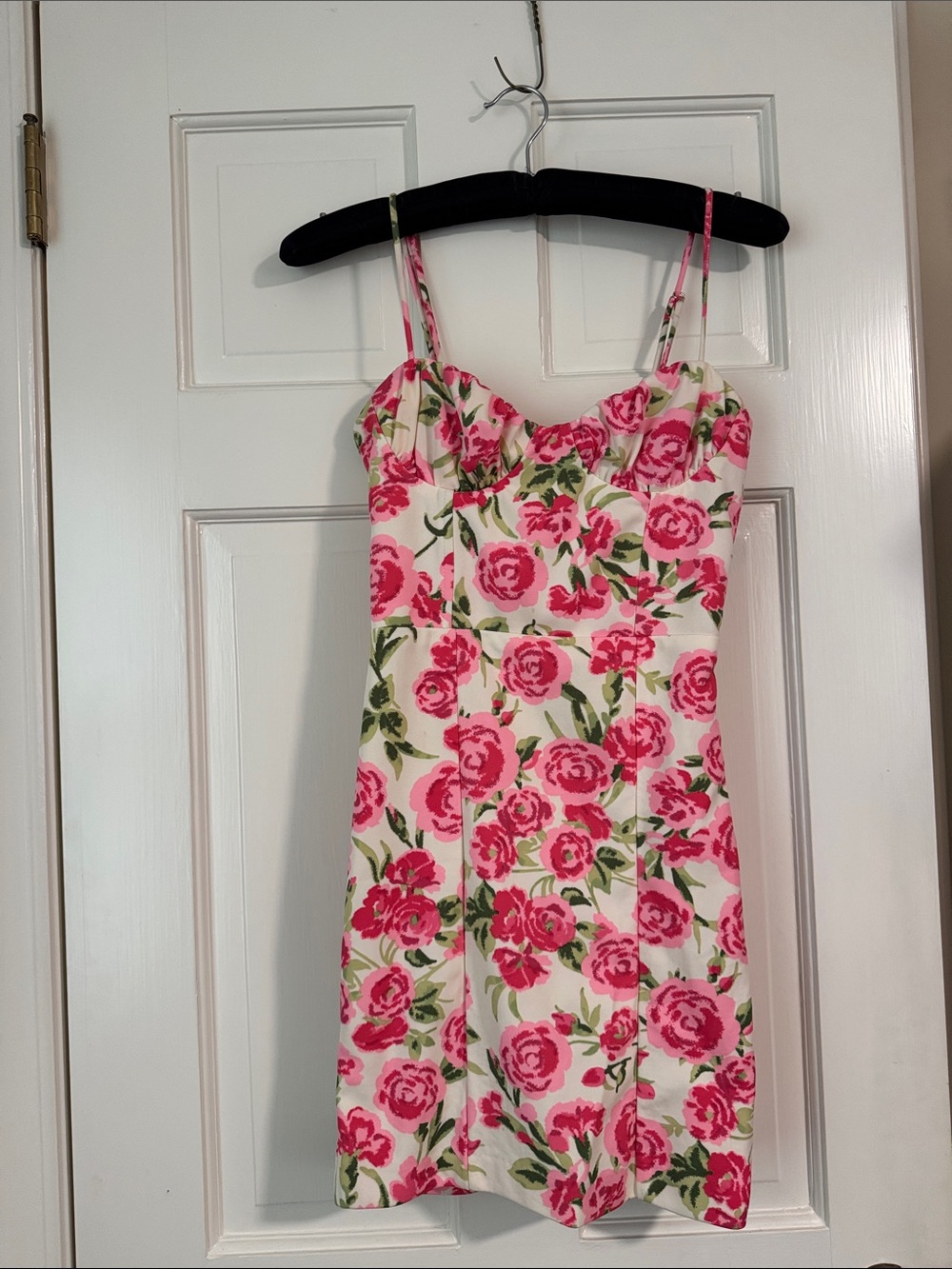 Zara Pink Rose Print Sundress with Green Accents